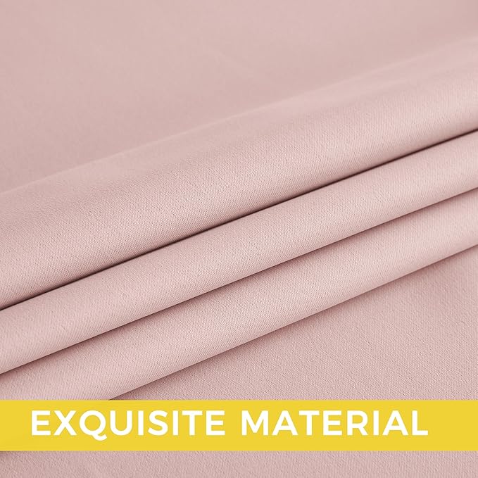 NICETOWN Blush Pink Room Darkening Curtains 63 Inches Long 2 Panels for Girls Room, Bedroom, Nursery Thermal Insulated Blackout Drapes Solid Grommet Noise Reducing Window Curtains, W40