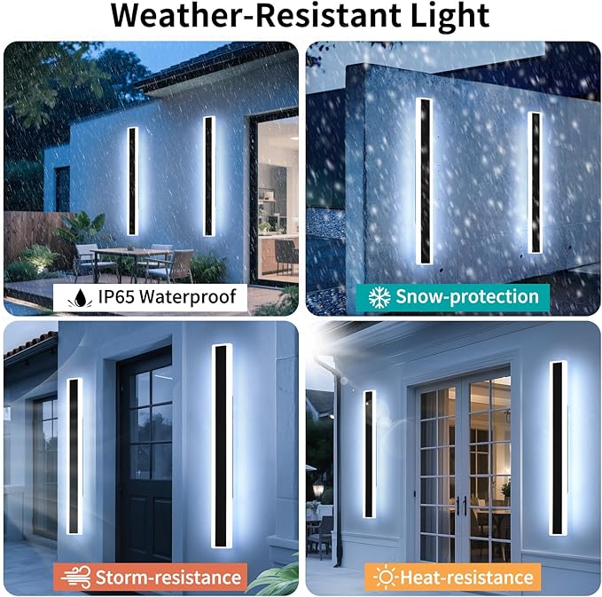 Mikeru 2Pack 57inch Long Led Wall Light, 6000k Cool White Modern Outdoor Wall