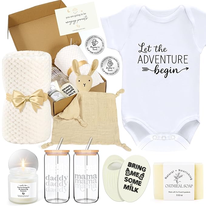 14PCS Baby Shower Gifts,New Mom Gifts for Women & Newborn Baby Gifts, Top Pregnancy Gifts for New Parents Gender Reveal Gifts, Expecting Parents to Be, New Mom Care Package After Baby