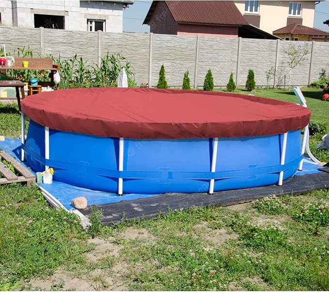 ECOOPTS 6 ft Round Pool Cover for Above Ground Pools, Swimming Pool Cover Protector Winter Safety Cover (Red)