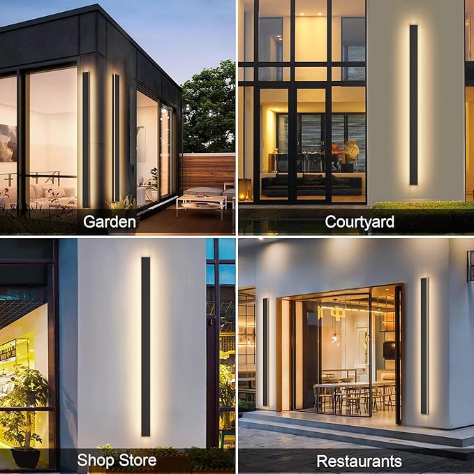 Aipsun Outdoor Lights 2 Pack, Modern Outdoor Wall Light 59inch Long Strip LED