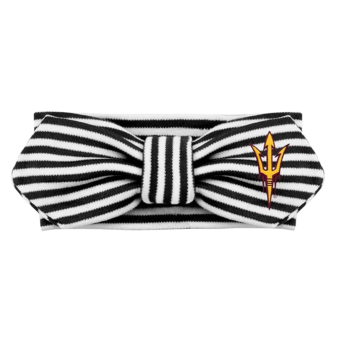 Creative Knitwear Arizona State Sun Devils Infant Girls Black/White Striped Hair Knot Headband Embroidered Logo - Size Newborn - 4T