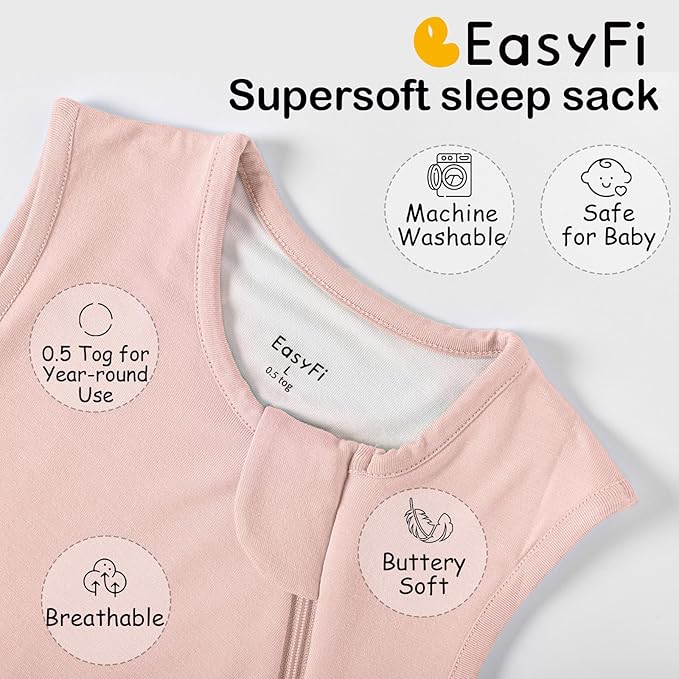 Supersoft Rayon Made from Bamboo Sleep Sack 18-24 Months 0.5 Tog Lightweight Toddler Sleep Sack 2t Baby Wearable Blanket with 2-Way Zipper Summer Unisex Sleeping Bag for Babies - Pink