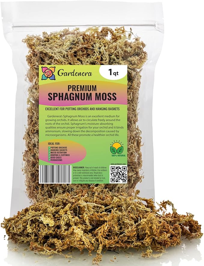 Premium Grade Sphagnum Moss by Gardenera - Organic Hand Mixed New Zealand Long Fibered Sphagnum Moss Orchid - 1 Quart