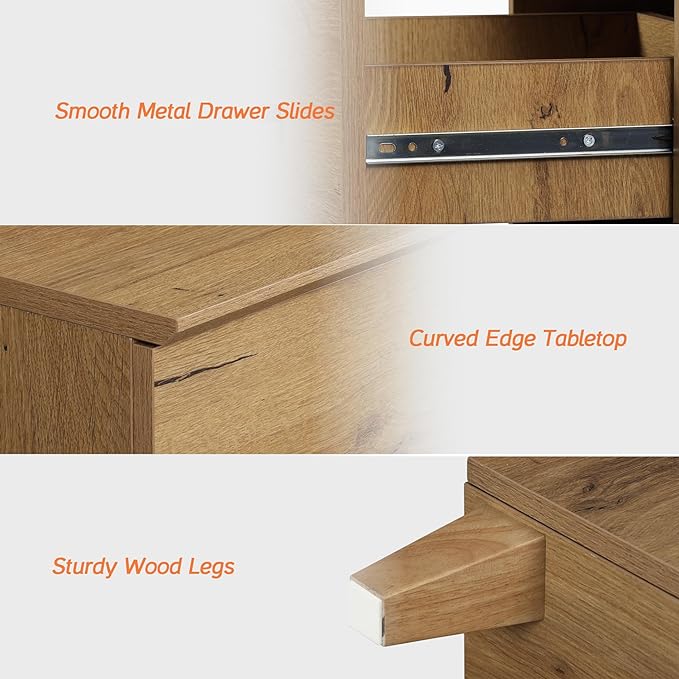 WAMPAT 6-Drawer Kids Dresser for Bedroom, 2-in-1 Modern Large Chest of Drawers with Black Knobs, 71 Inch Wide Oak Brown Wood Children Dresser for Baby Room, Nursery