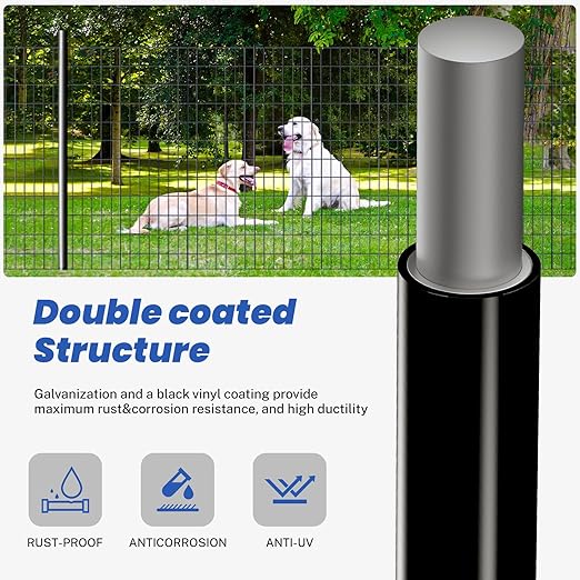 2×3in 48''×50' Welded Wire Mesh, Chicken Wire Mesh Metal Garden Plant Fencing, Black PVC Coated Raised Garden Bed Plant Supports Poultry Netting, Welded Fence Rabbit Cage
