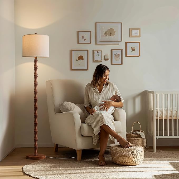 BOBOMOMO 62" Rustic Farmhouse Floor Lamp