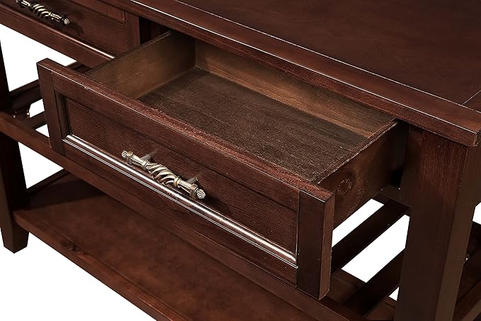 Solid Wood Console Table Sofa Tables with Drawers and Shelves Small Entryway Table for Living Room,Decorative,Foyer(42" Espresso)