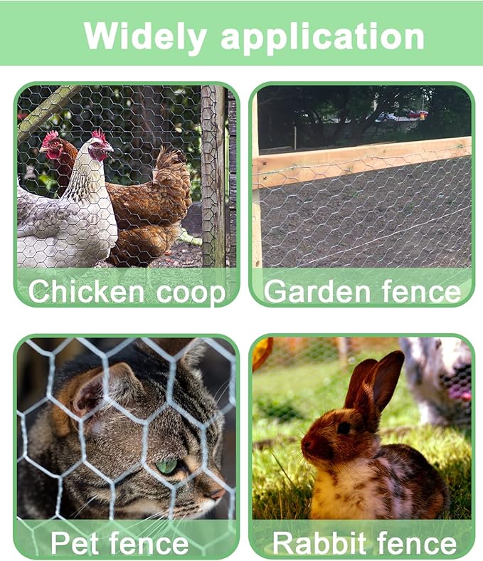 vensovo Garden Poultry Black Chicken Wire - 13.7 '' × 393 '' Chicken Wire for Crafts, Garden Fence Animal Barrier, 1 inch Mesh Poultry Netting Fence, Pet/Rabbit/Chicken Wire Fencing