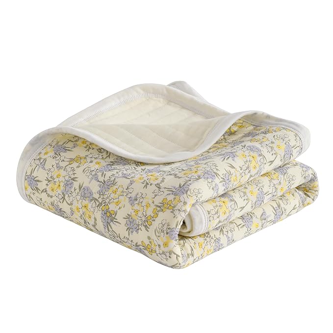 NTBAY Jersey Cotton Quilted Toddler Blanket, Breathable and Warm for Boys and Girls Baby Blanket, 30x40 Inches, Purple Floral