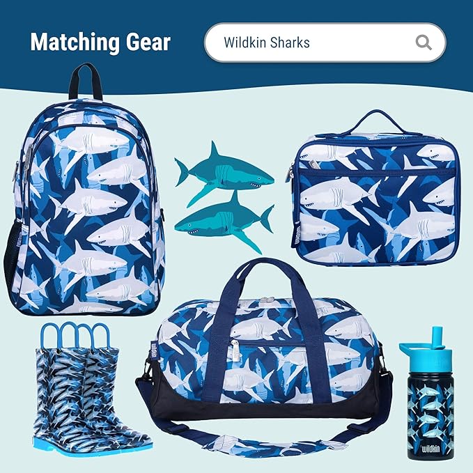 Wildkin Kids Original Nap Mat – Cozy Kids Sleep Mat with Pillow, Ideal for School & Travel - Sharks