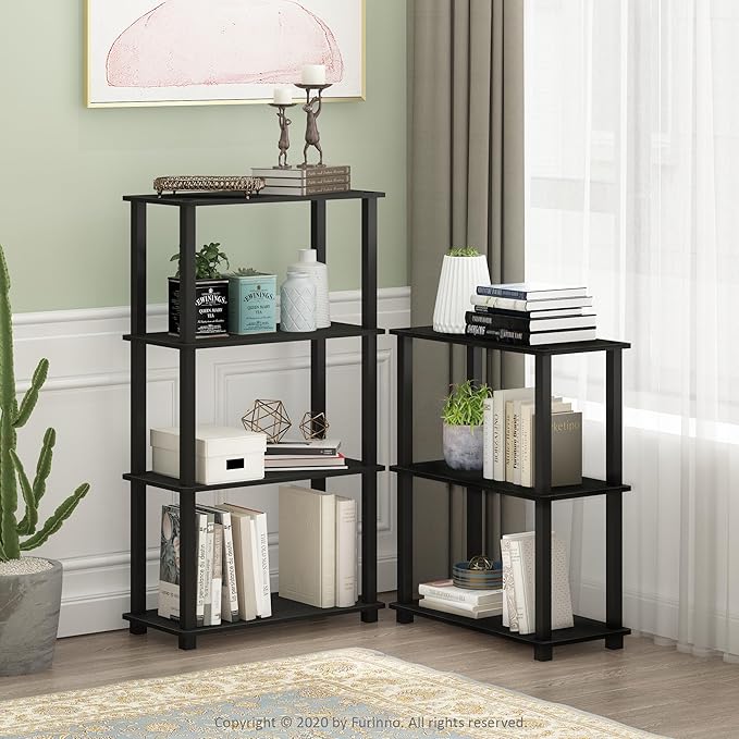 Furinno Turn-S-Tube 3-Tier Compact Multipurpose Shelf Display Rack with Square Tube, Espresso/Black