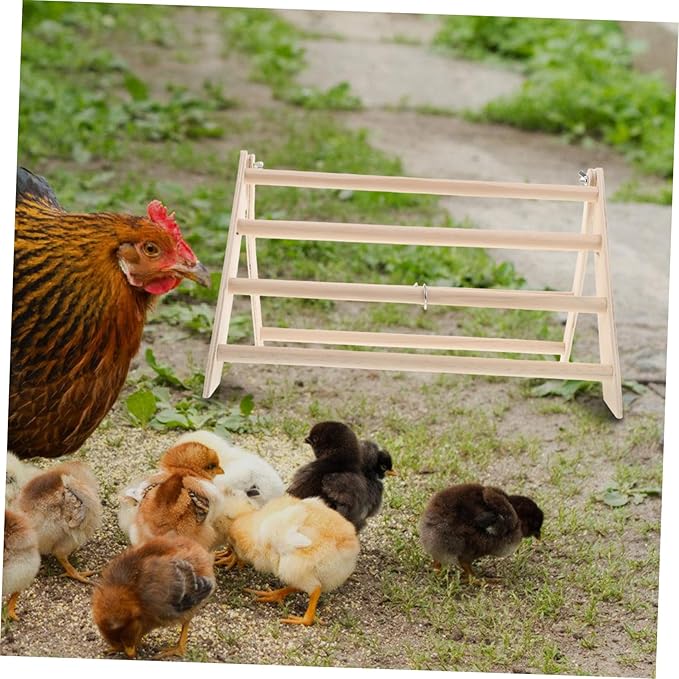 HEMOTON Wooden Chicken Roosting Bar Poultry Perch Stand for Coop Chick Accessory Toy Easy Maintenance Space Efficient