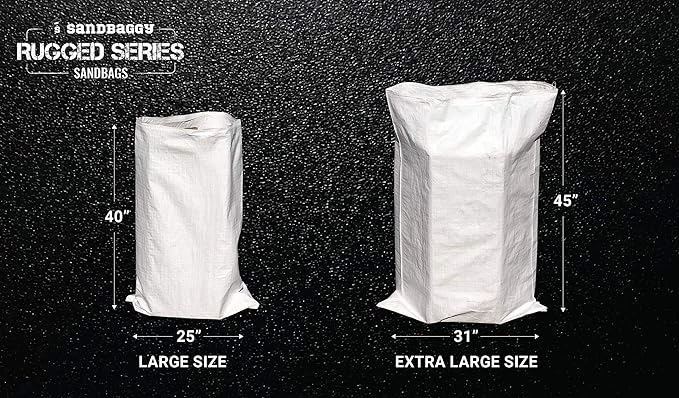 Sandbaggy Large Sandbags - Size: 25" x 40" - Thick Heavy Duty Contractor Bags, Heavy Duty Garbage Bags, Dumpster Bag, Construction Trash Bags, 6 mil (50 Bags)