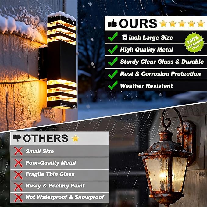 10Pack 15inch LED Up and Down Wall Lights, 18W Outdoor Wall Light Aluminum Body