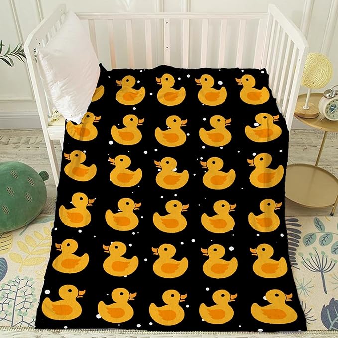Thuswarm Cute Snowflake and Duck Flannel Blanket for Autumn Winter Gifts Warm Cozy Soft Funny Print Throw for Bed Couch Sofa 120”×90” Extra Large for Family