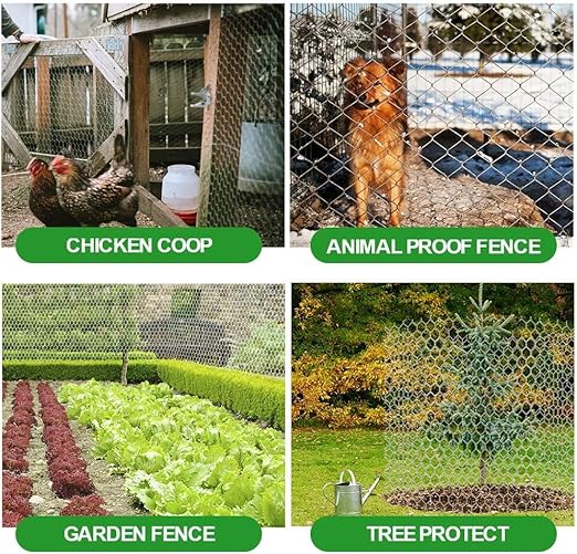 AMAGABELI GARDEN & HOME 1 inch 48inchx50ft Hexagonal Poultry Netting Galvanized Chicken Wire Mesh Fence 20gauge Large Frame with Chicken Netting Rabbits Pets Dog Cat Vegetable Garden fencing