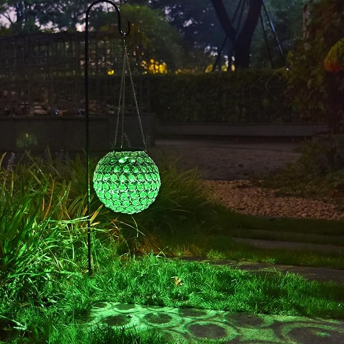 Solar Hanging Lantern Outdoor Lights, Dual LEDs Color Changing and Cool White