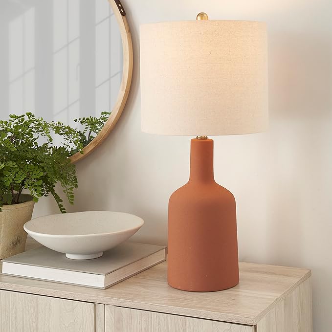 Nourison Home 22" Orange Terracotta Ceramic Table Lamp