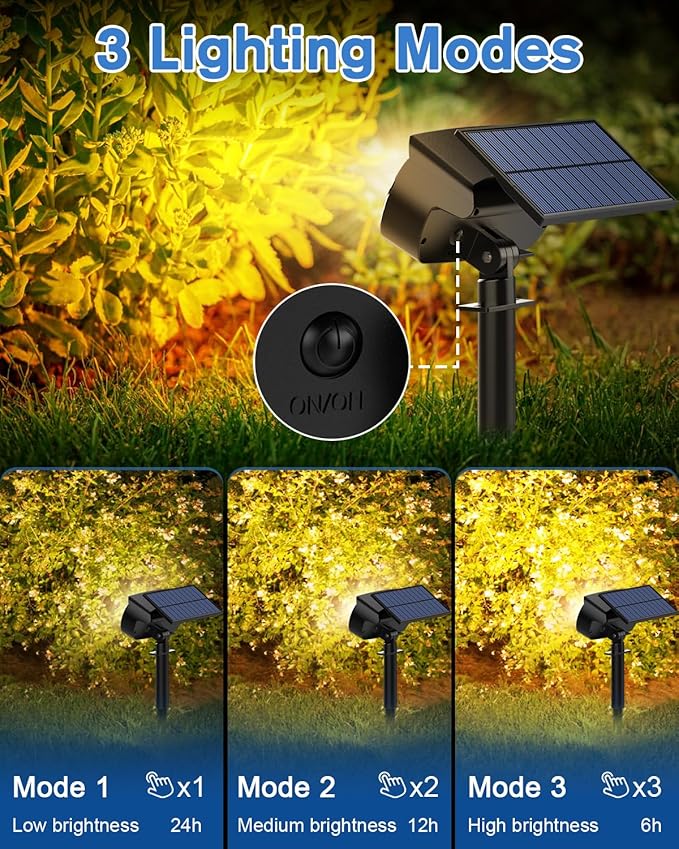 Fabrito Solar Spot Lights Outdoor 136 LEDs, Big Brighter Lighting Solar Lights