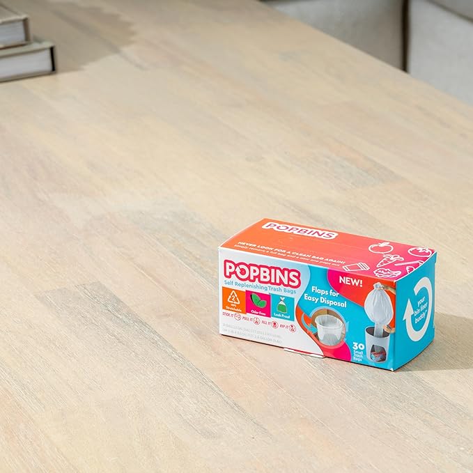 Trash Bags - Small Garbage Bags, Clear Trash Can Liners for Bathroom Bins, Bedroom, Office & Kitchen Waste, Multi-Purpose Household Wastebasket Cleaning Supplies - 2.6 Gallon, Pack of 6