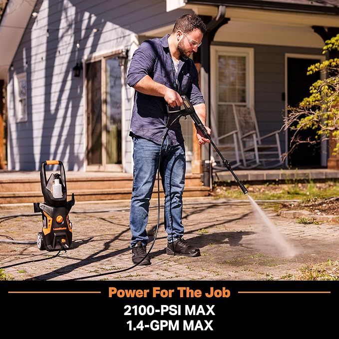 LawnMaster LT306-1800C Electric Pressure Washer 13 Amp 1.4 GPM 2100 Max PSI with Foam Bottle CSA Certified