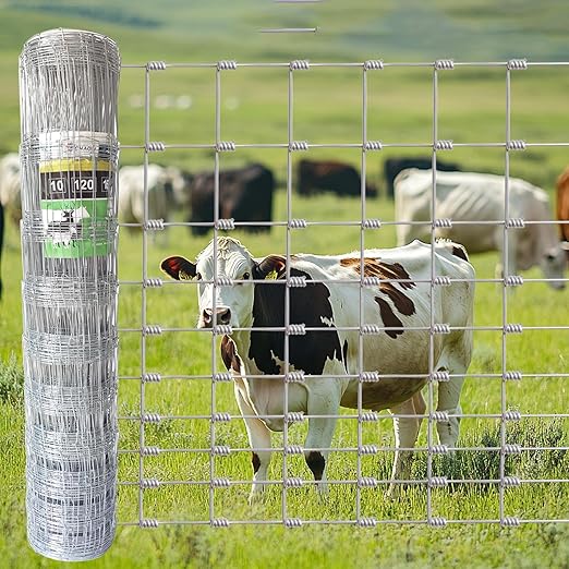 3.2ft X 100ft 14 Gauge Heavy Duty Woven Wire Farm Fence - Close Mesh Steel Wire Animal Barrier for Cattle, Pigs, Sheep, Horses | Rust Proof Deer Fencing & Livestock Protection for Small Farm