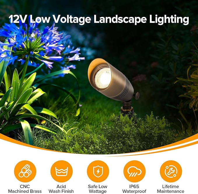 LUTEC Solid Brass Low Voltage Landscape Lighting, 12V Heavy Duty Waterproof