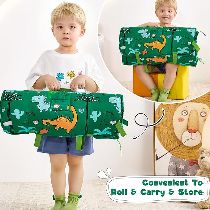 DJY Toddler Nap Mat,Kid Slumber Bag with Removable Pillow & Minky Blanket,Soft Sleeping Mat Perfect for Daycare,Preschool,Kindergarten,Travel