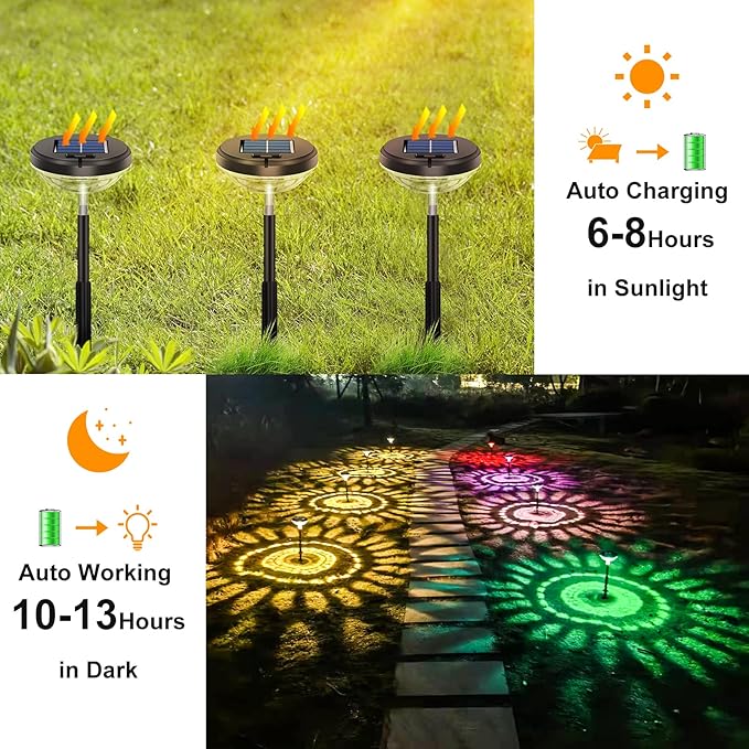 Nupostai 8 Pack Solar Pathway Lights, IP67 Waterproof, Outdoor Garden Yard Lawn