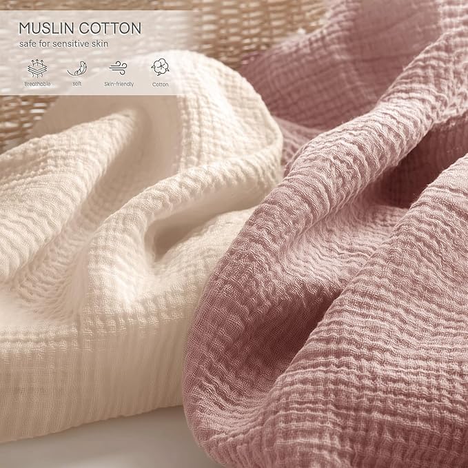 lulumoon Fitted Pack and Play Sheets: Soft Muslin Cotton for Guava Family Playard Mattress - Neutral Colors for Boys and Girls