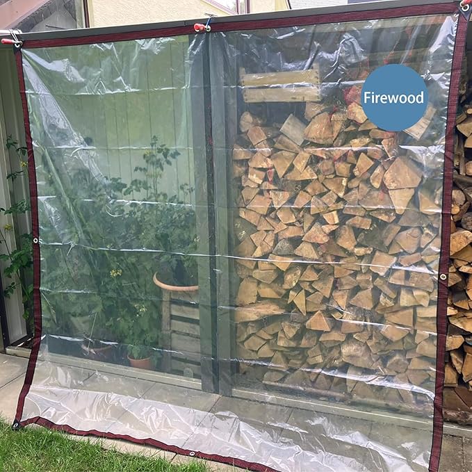 Clear Plastic Tarp 6x8 Heavy Duty Waterproof with Grommets Vinyl Tarpaulin for Outdoor Patio Greenhouse Chicken Coop Cover