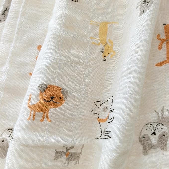 CREVENT 30''X40'' Organic Muslin Cotton Baby Blanket for Newborns, Soft Mink Backing, Essential for Baby Shower Birthday Gift - Animal 75X100cm