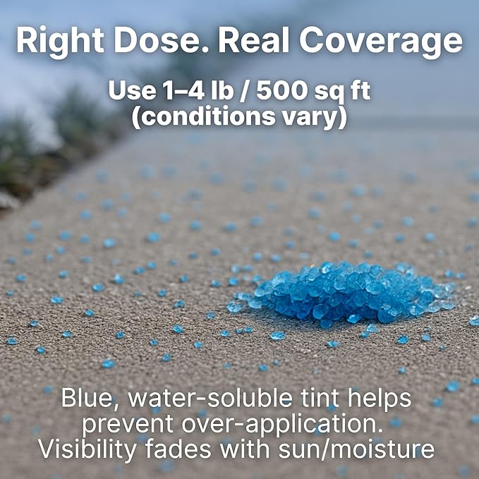 Thawtful Blue Ice & Snow Melt – Snow Melt, Rock Salt, Driveway & Sidewalk Salt for Ice, Blue Granular Rock Salt, Melts to −16°F (−27°C) – Resealable Zip Bag (3 QUARTS - 6.4 lb.)