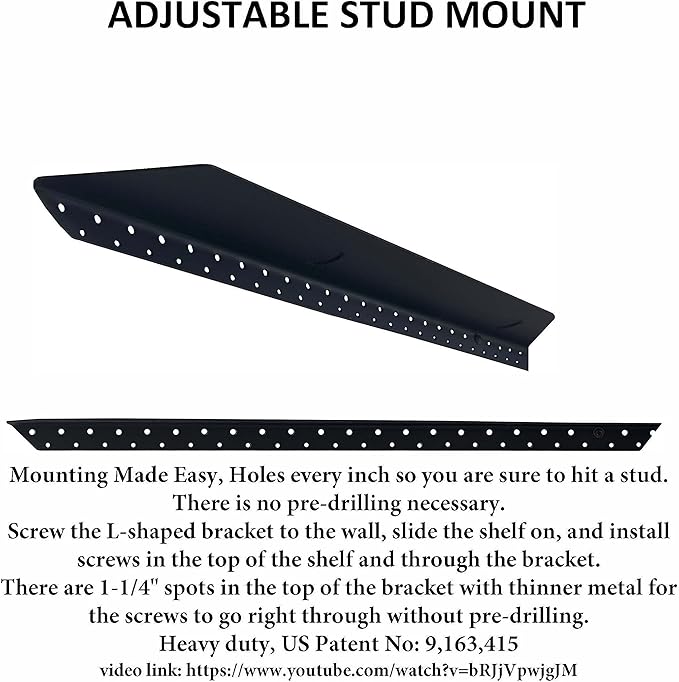 joelsantiques - 24 Inch Wooden Floating Shelves for Wall - 24x8x2 in - Made of Natural Wood - Short Heavy Duty Rustic Wall Shelves for Bedroom - Perfect for Living Room, Kitchen - Black