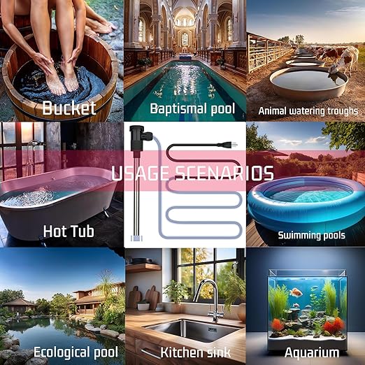 240V 3500W Immersion Water Heater for Pool & Hot Tub – Portable Electric Submersible Heater with Temp Control, Auto Shut-Off and WiFi Timer for Baptistry, Above Ground Pool and Bathtub