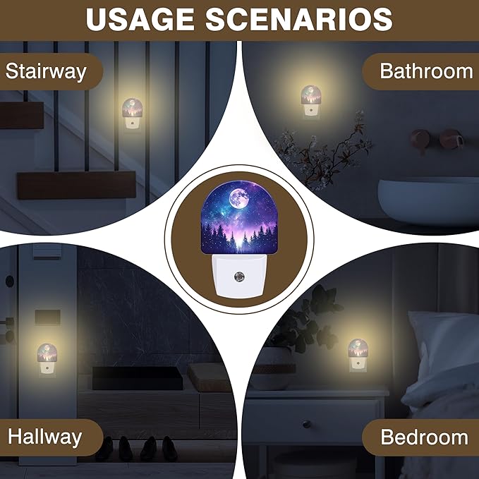 Moon Galaxy Star Night Light, Starry Sky and Forest Night Lights Plug into Wall