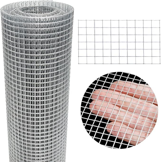 Hardware Cloth 8'' x 20' 1/4 in Galvanized Wire Mesh Roll (23 GA) Chicken Wire Fence Roll for Chicken Pen/coop Fences, Screen mesh, Rabbit/Snake Fences, Poultry enclosures, Handicraft Making, etc.