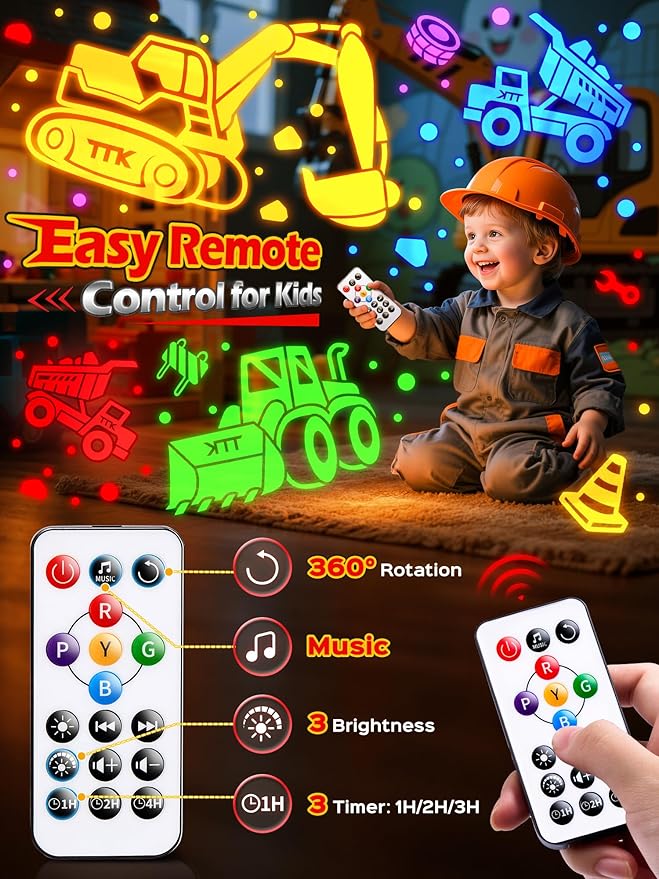 Beast Truck Dinosaur Toys Egg Night Light for Kids 【15 Sounds & 6 Films】 Beast Trucks for Boys Age 3-7 [31 Colors & Remote Control] Dinosaur Toys for Kids 3-5 Egg Light for Nursery Dino for Boys Toys