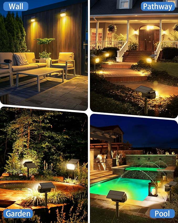 Fabrito Solar Spot Lights Outdoor 136 LEDs, Big Brighter Lighting Solar Lights