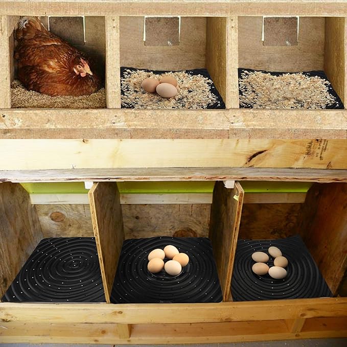 6 Pack Washable Chicken Nesting Pads, 13 x 12 inch, Black, Solid, Anti-Slip, Injection Molded Polypropylene, Suitable for Chicken Coops
