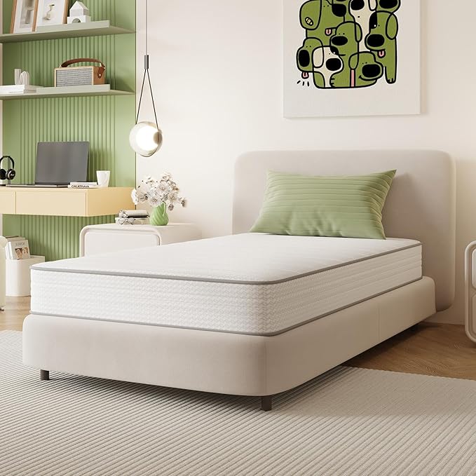 Novilla Twin XL Mattress, 8 Inch TXL Size Mattresses in a Box with Smarts™ Coil for Pressure Relief, Medium Plush Foam and Spring Hybrid Colchones with CertiPUR-US Certified for Kids