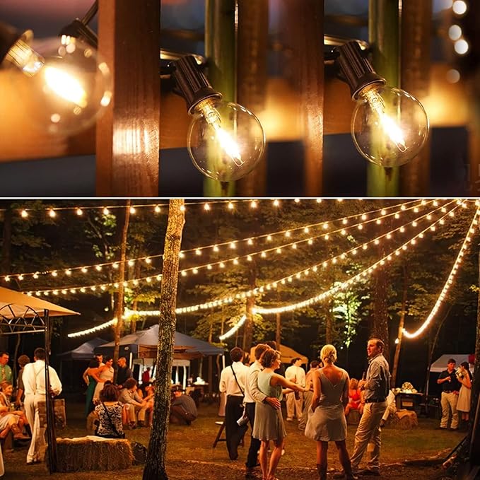 GLUROO 120FT Outdoor String Lights, G40 LED Patio Lights