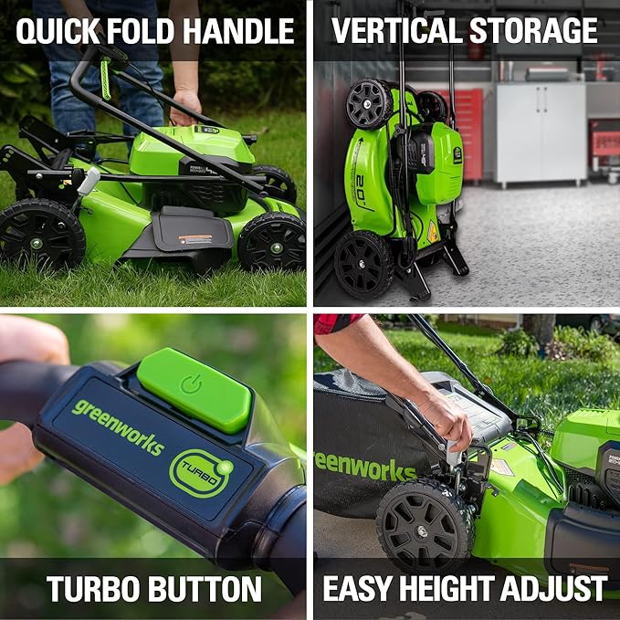 Greenworks 48V (2x24V) Lawn Mower Combo - 21" self propelled Lawn Mower, 12" String Trimmer, 320 CFM Blower, Wet/Dry Shop Vacuum – Ideal for Home Yard Work & Indoor Cleaning