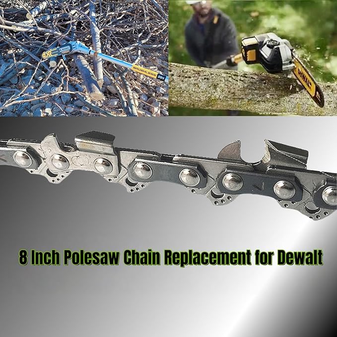 (4PK) 8 Inch Pole Saw Chain Fits for Dewalt DCPS620B DCPS620M1 Chainsaw, 8" Chainsaw Chain Replacement Compatible with Dewalt DCCS623B DCCS623L1 - R34