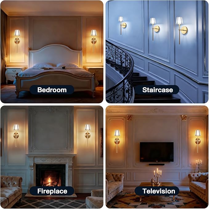 Battery Operated Wall Sconces Set of 2, Wireless Wall Sconce