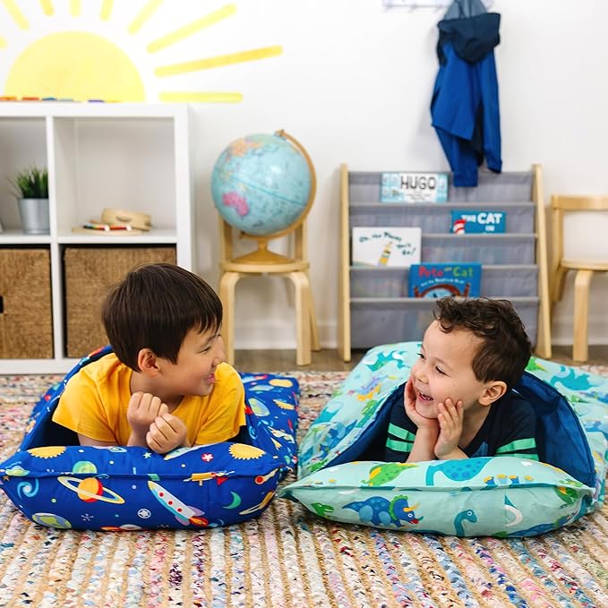 Wildkin Kids Original Nap Mat – Cozy Kids Sleep Mat with Pillow, Ideal for School & Travel - Dinosaur Land