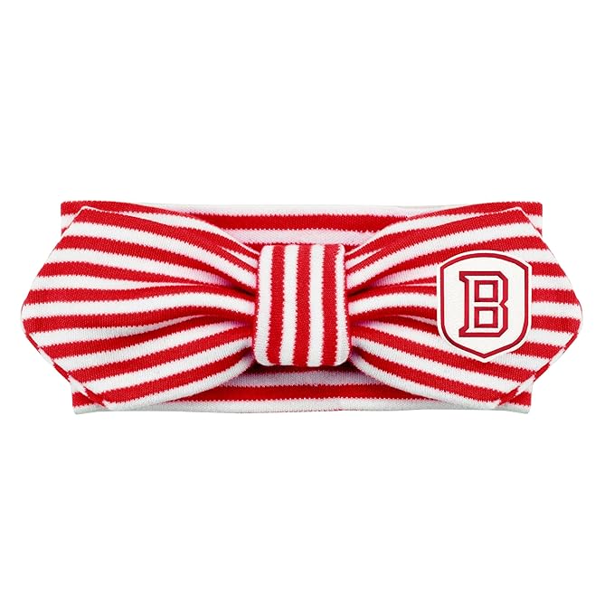 Creative Knitwear Bradley Braves Infant Girls Red/White Striped Hair Knot Headband Embroidered Logo - Size Newborn - 4T