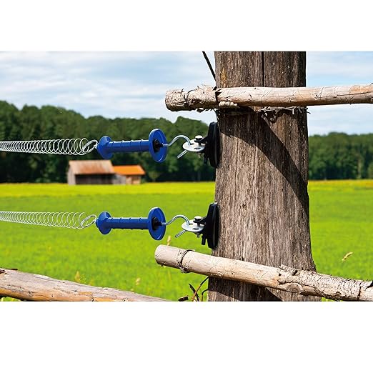 5 Pack Electric Fence Gate Kit, with Spring Gate Handle, 2 Anchor Insulators and 19.69-Feet Tension Big Spring，for Electric Fence Gate Livestock Fence Agricultural Fencing and Pasture