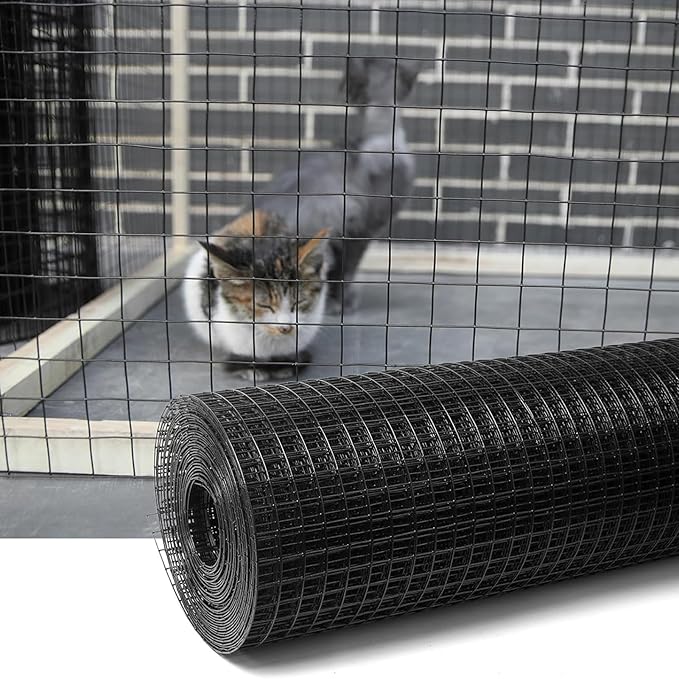 JKGHK Black Chicken Wire Netting, Poultry Hardware Cloth, Home Welded Wire Fence Roll, Metal Chicken Wire Fencing, Heavy Duty Poultry Netting Cage Fence(1.2mx30m(47inx98ft))